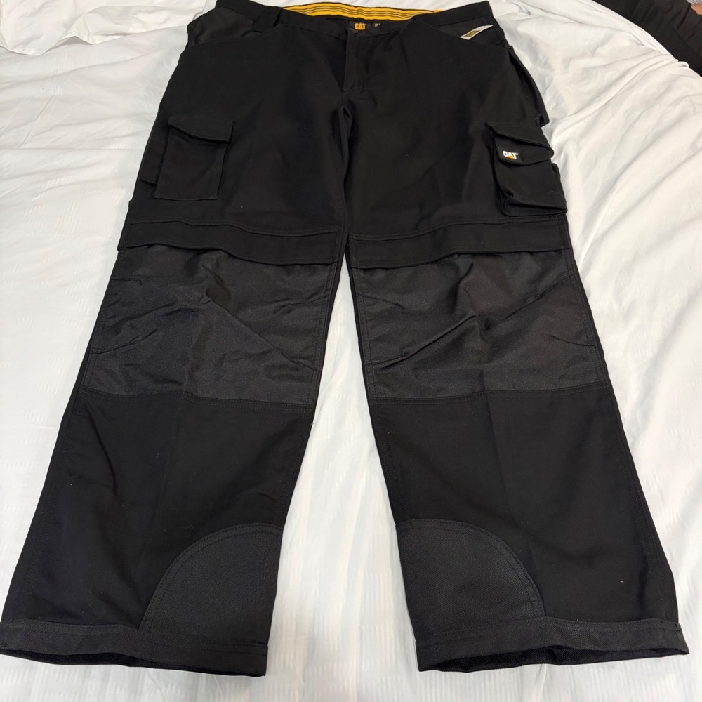 Cat Caterpillar Trademark Trouser Mens 40x32 Black Work Pants C172 Heavy Duty